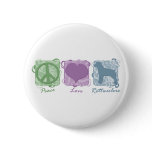 Pastel Peace, Love, and Rottweilers buttons