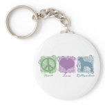 Pastel Peace, Love, and Rottweilers keychains