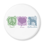 Pastel Peace, Love, and Rottweilers Fridge Magnets