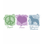 Pastel Peace, Love, and Siberian Huskies t-shirts
