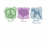 Pastel Peace, Love, and Welsh Terriers t-shirts