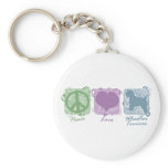 Pastel Peace, Love, and Wheaten Terriers keychains