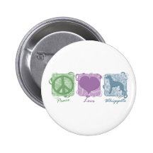Pastel Peace, Love, and Whippets Pinback Buttons