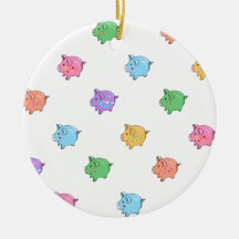 Pastel Pig Pattern Christmas Ornament