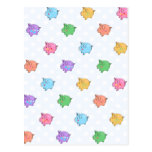Pastel Pig Pattern Post Cards