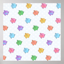 Pastel Pig Pattern Posters