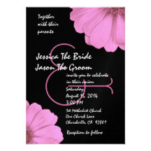 Pastel Pink and Black Daisies Wedding Template Personalised Announcements