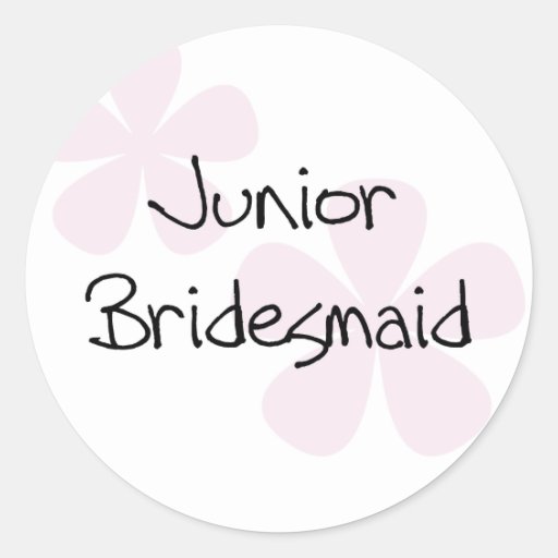 Pastel Pink Flowers Jr. Bridesmaid Stickers