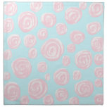 Pastel Pink Rose Pattern on Light Blue. Printed Napkins