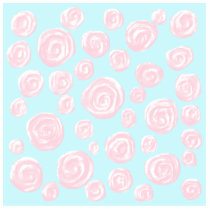 Pastel Pink Rose Pattern on Light Blue. Photo Cut Outs