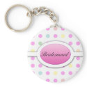 Pastel Polka dot be my bridesmaid keychain