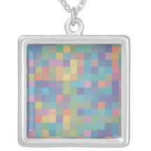 Pastel Rainbow Pixel Pattern Custom Necklace