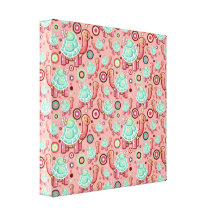 Pastel Shell Flower Tortoise Pattern Stretched Canvas Prints
