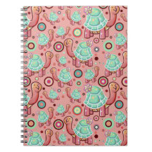 Pastel Shell Flower Tortoise Pattern Spiral Note Books