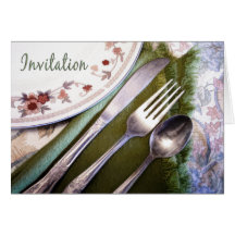 Pastel Sketch of Place Setting at Table Invited Card