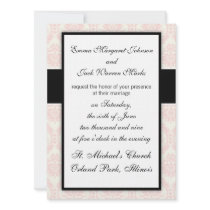 pastel soft light cream and pink damask custom announcements