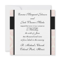 pastel soft light cream and pink damask invites