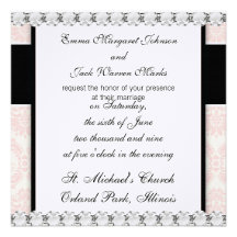 pastel soft light cream and pink damask announcement