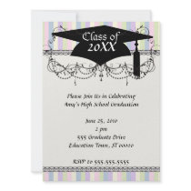 pastel stripes grad graduation invite