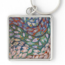 pastel water peacocks (painting) keychain