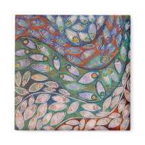 pastel water peacocks (painting) magnet