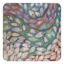pastel water peacocks (painting) sticker