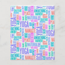 Pastel Yoga Word Cloud Elegant Pattern Personalised Flyer