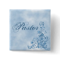 Pastor Square Button: Sky Blue Elegance