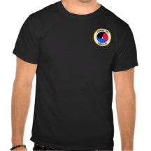 patch on black t-shirt