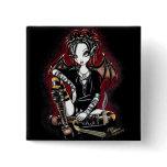 Patchouli Gothic Incense Fairy Button