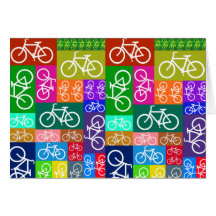 Patchwork Bicycles Art Greeting Cards