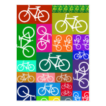 Patchwork Bicycles Art Postcards