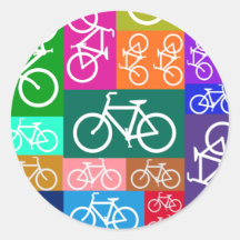 Patchwork Bicycles Art Stickers