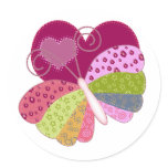Patchwork Butterfly Heart stickers