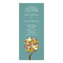 Patchwork Flower Tree and Bees Wedding Invitation