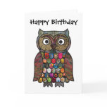 Patchwork Owl Birthday Card