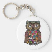Patchwork Owl Key Chain