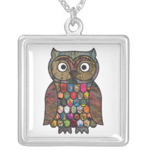 Patchwork Owl Necklaces