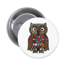 Patchwork Owl Pin