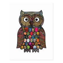 Patchwork Owl Post Card
