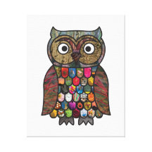 Patchwork Owl Stretched Canvas Prints