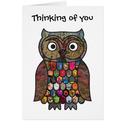 Patchwork Owl Thinking of you Card