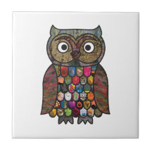 Patchwork Owl Tile