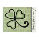 Patchwork Shamrock Hearts Party Invitation postcards