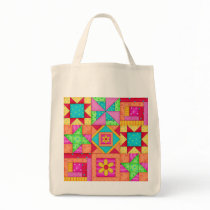 Patchwrok Quilt Grocery Tote Bag
