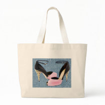 Patent Leather with Sculpted Metal Heels Tote Bags