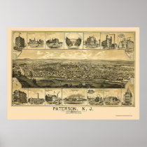 Paterson, NJ Panoramic Map - 1880 Posters