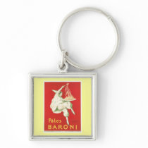 Pates Baroni Vintage Food Ad Art Key Chain