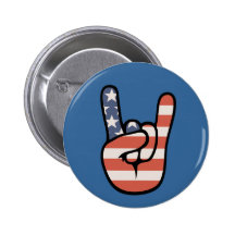 Patriot Rock Hand Pinback Button