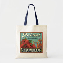 Patriot Strawberries Vintage Fruit Crate Label Art Canvas Bag